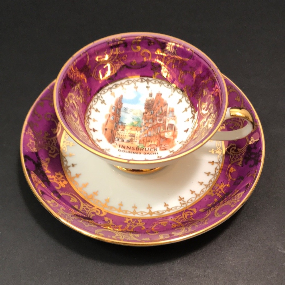 VIntage EIGL Demitasse Teacup Saucer Gold Trim